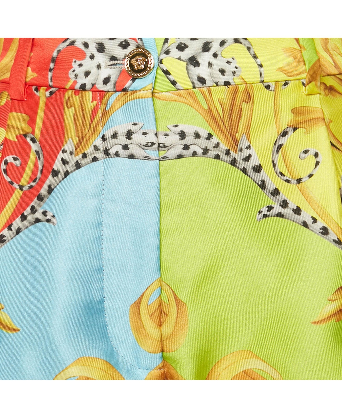 Pre-Owned Versace Women's Multicolor Barocco Acanthus Print Satin Shorts