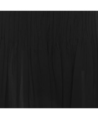 Women's Black Silk Pleated Midi Skirts