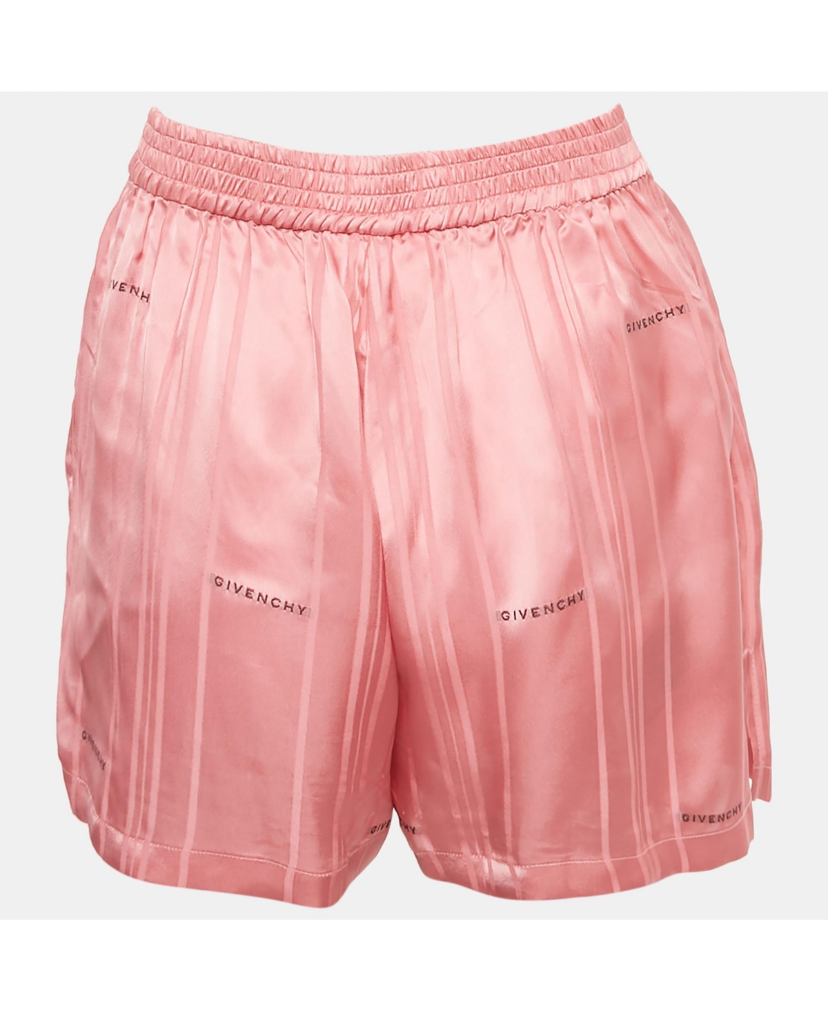 Pre-Owned Givenchy Women's Pink Logo Patterned Satin Shorts