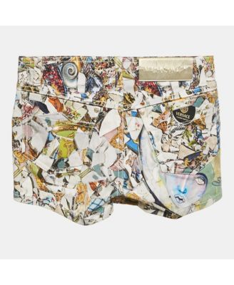 Women's Multicolor Printed Denim Shorts