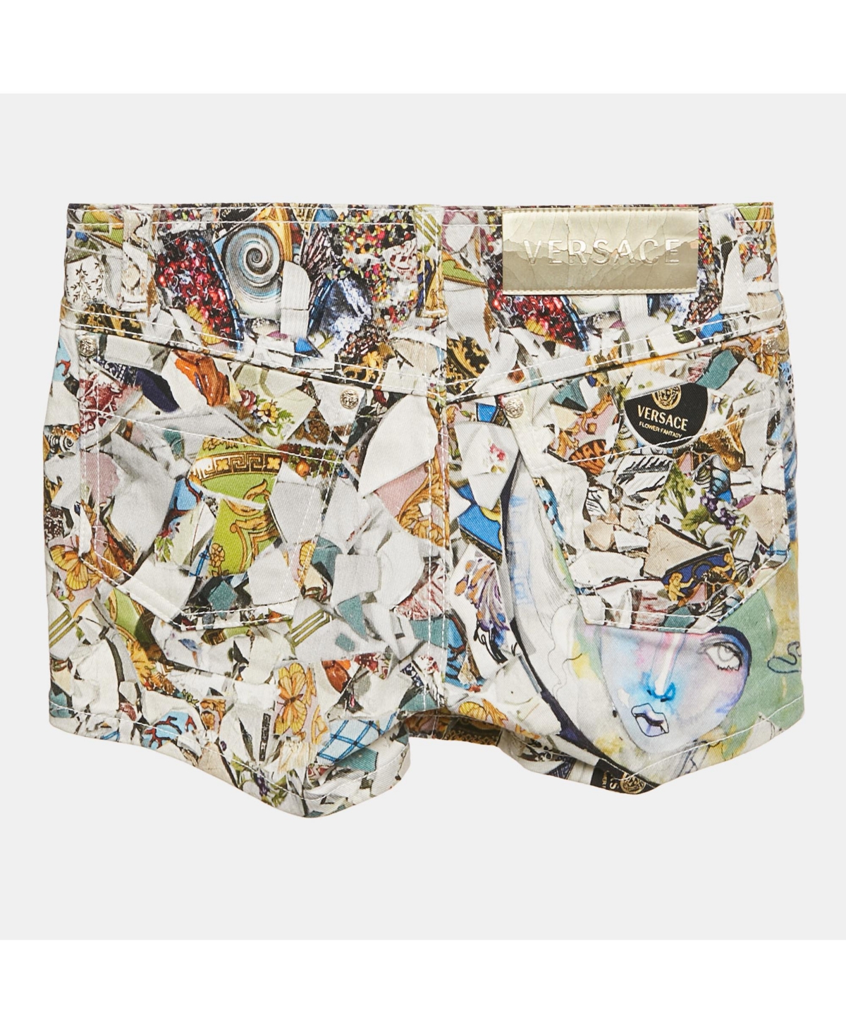 Pre-Owned Versace Women's Multicolor Printed Denim Shorts
