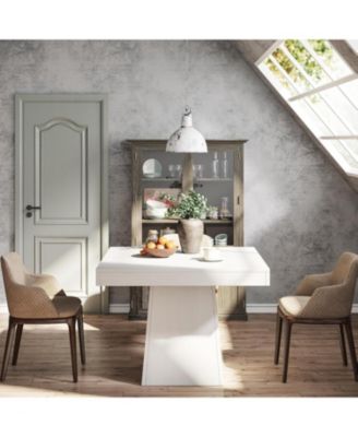 Square Dining Table for 4, 31.5-Inch Small Kitchen Table with Sturdy Pedestal Base, Farmhouse Dinner Table