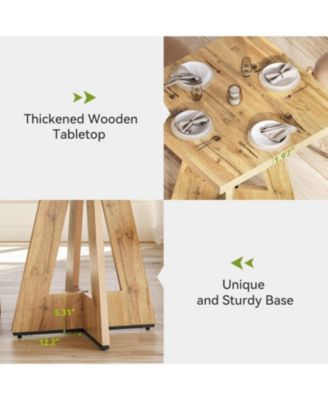 Square Dining Table for 4, 31.5-Inch Small Kitchen Table with Pedestal Base, Farmhouse Wooden Dinner Table