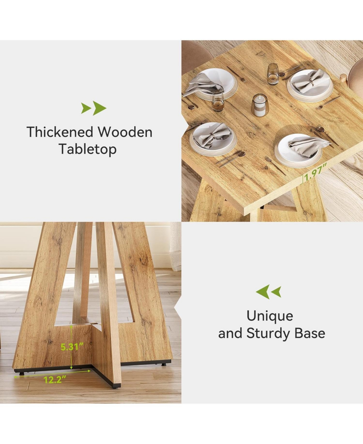 Tribesigns Square Dining Table for 4, 31.5-Inch Small Kitchen Table with Pedestal Base, Farmhouse Wooden Dinner Table