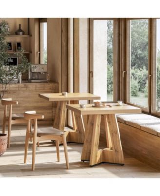 Square Dining Table for 4, 31.5-Inch Small Kitchen Table with Pedestal Base, Farmhouse Wooden Dinner Table