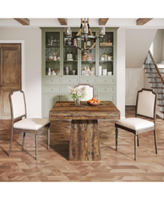 Square Dining Table for 4, 31.5-Inch Small Kitchen Table with Sturdy Pedestal Base, Farmhouse Dinner Table