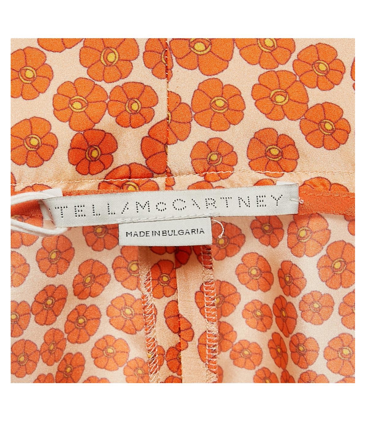 Pre-Owned Stella Mccartney Women's Orange Ditsy Floral Print Silk Trousers