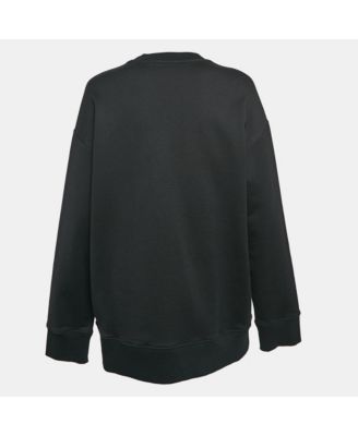 Women's Black Studded Logo Cotton Knit Oversized Sweatshirt