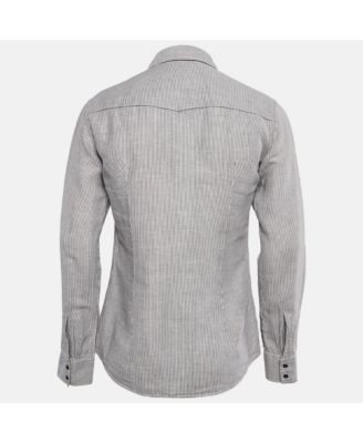 Men's Grey Stripe Cotton Button Front Shirt