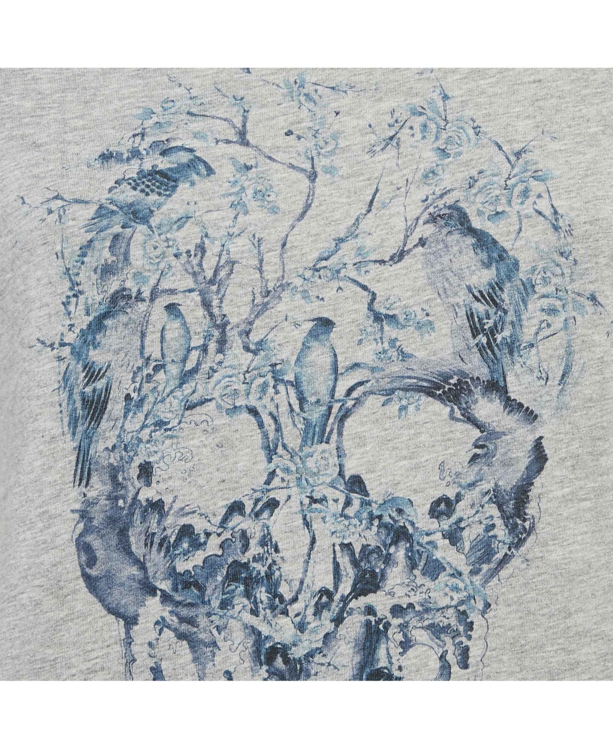 Pre-Owned Alexander Mcqueen Women's Grey Cotton Skull Print Crew Neck T-Shirt