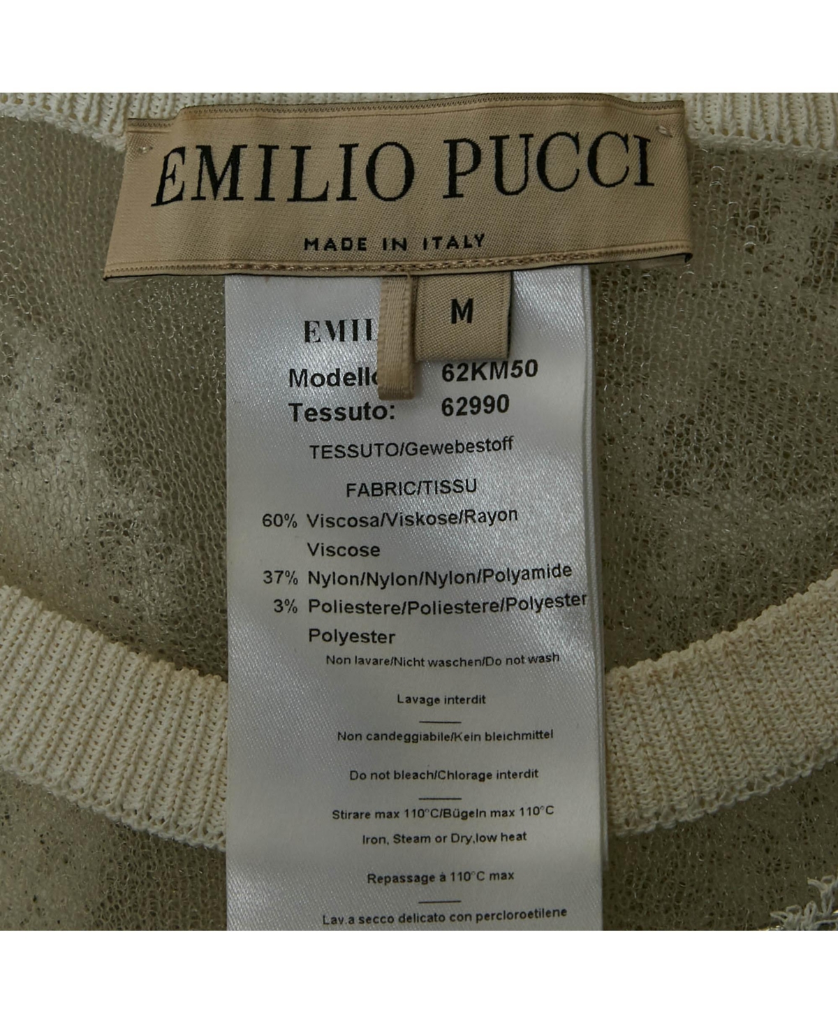 Pre-Owned Emilio Pucci Women's White Embroidered Tulle Sheer Pullover