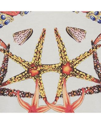 Women's White Cotton Tresor De La Mer Crew Neck T-Shirt