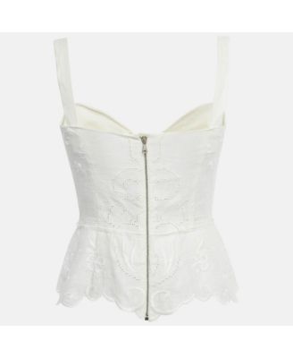 Women's Embroidered Linin Blend Lace-Up Corset