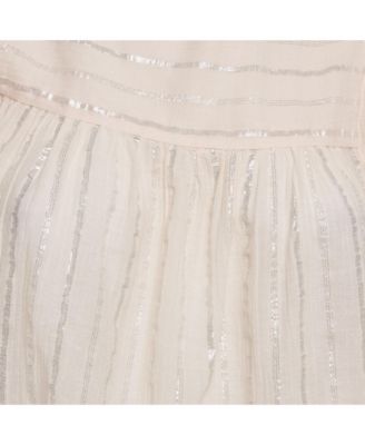 Women's Etoile Pink Lurex Striped Cotton Blouse