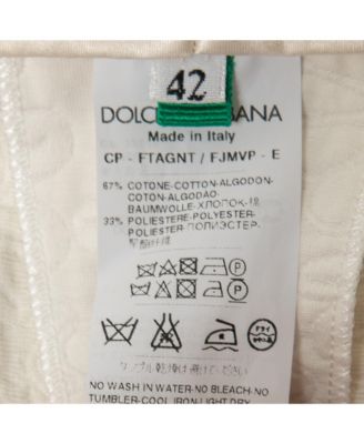 Women's White Floral Jacquard Tapered Trousers