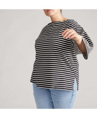Plus Size Montauk Breton Stripe Bell Sleeve Top