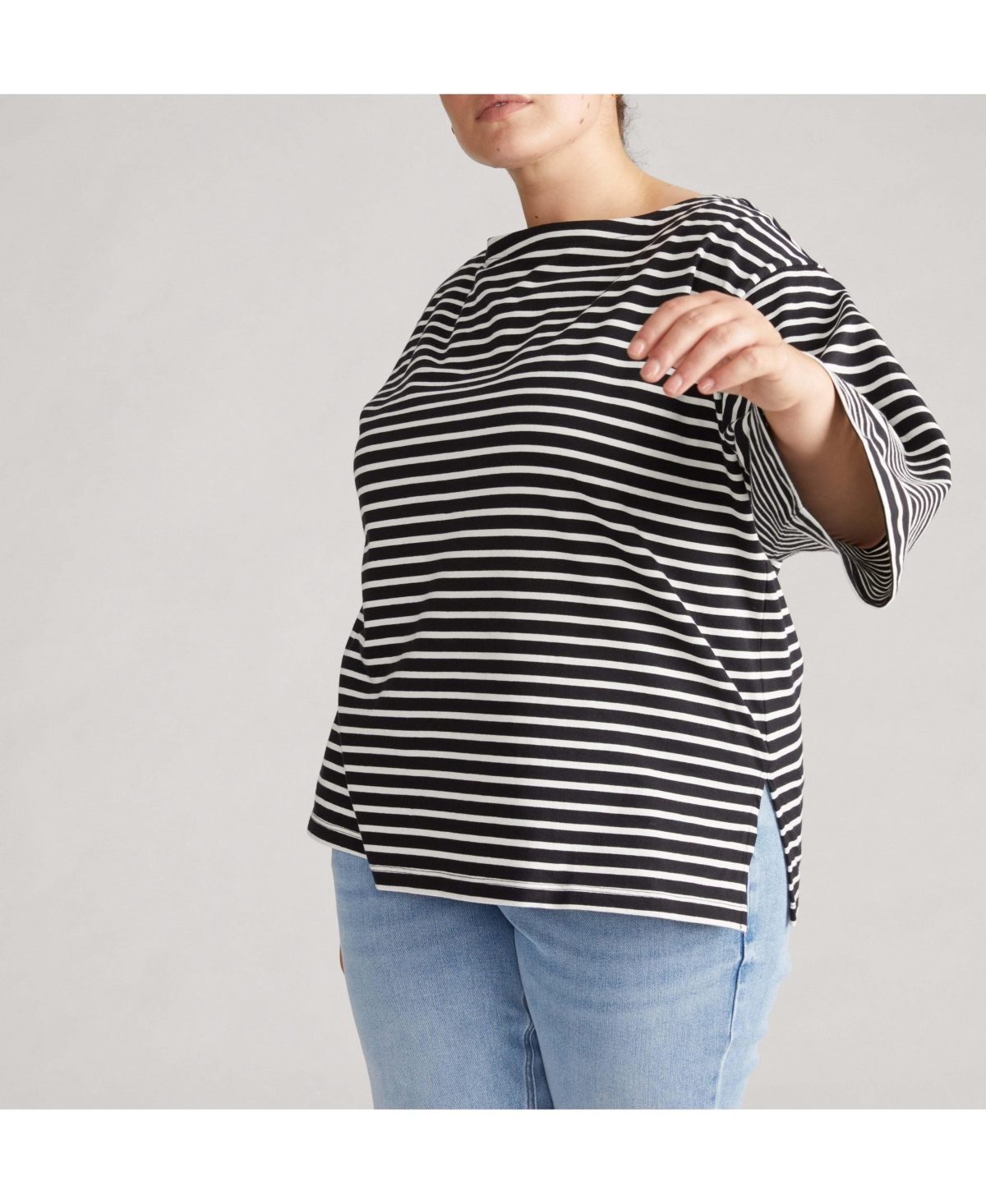 Universal Standard Plus Montauk Breton Stripe Bell Sleeve Top