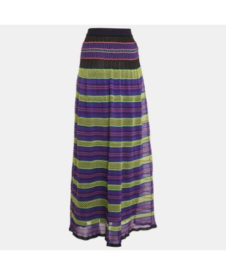 Women's Pre-Owned M Missoni Purple/multicolor Patterned Knit Maxi Skirt