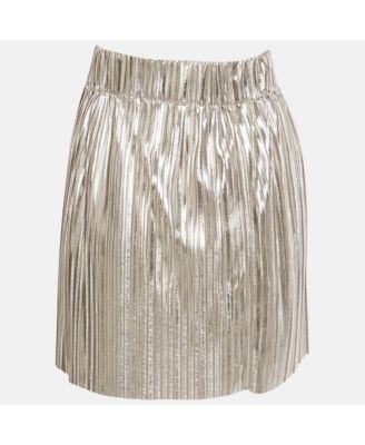 Women's Silver Plisse Delpha Mini Skirt