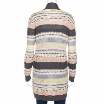 Women's Multicolor Jacquard Eyelet Knit Cardigan