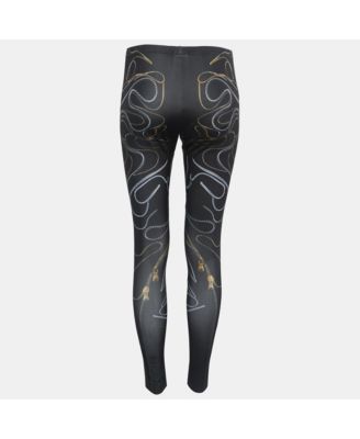 Women's Black Zipper Print Jersey Leggings