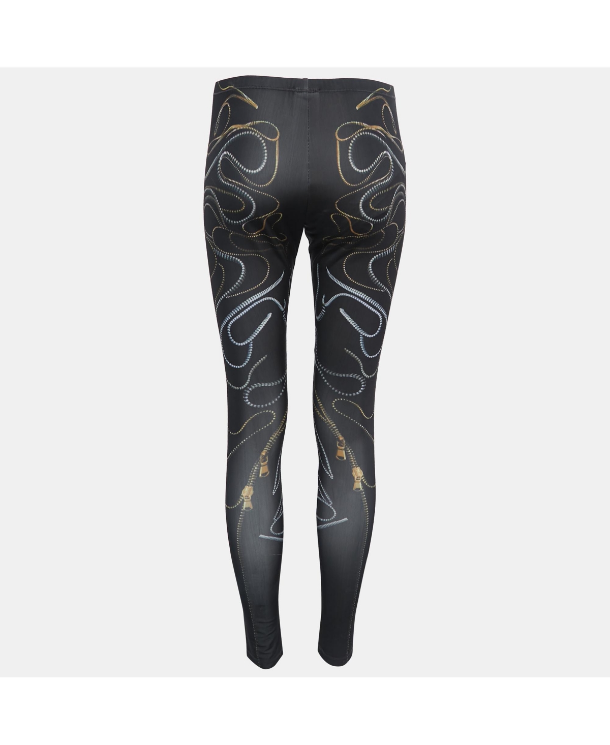 Pre-Owned Alexander Mcqueen Women's Black Zipper Print Jersey Leggings
