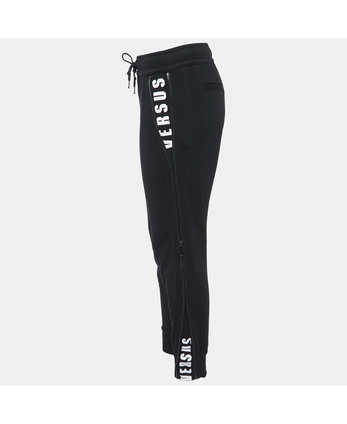Pre-Owned Versace Women's Pre-Owned Versus Versace Black Logo Print Cotton Side Zip Detailed Joggers