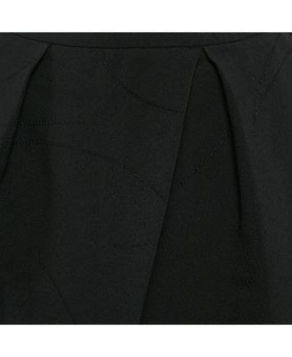 Women's Black Textured Crepe Pleats Detail Trousers