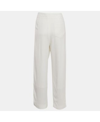 Women's Milk White Crepe Wide-Leg Pants