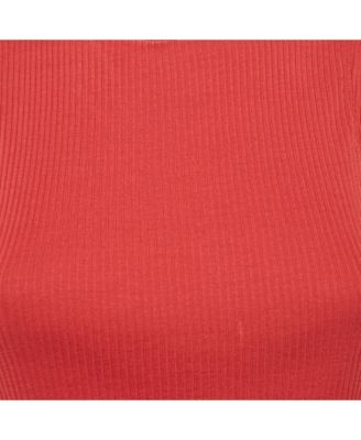 Women's Red Rib Knit Monili Detail Tank Top