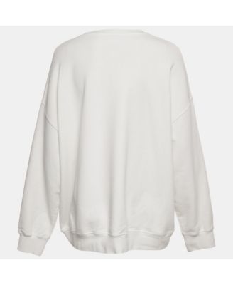 Women's White Logo Print Cotton Sweatshirt