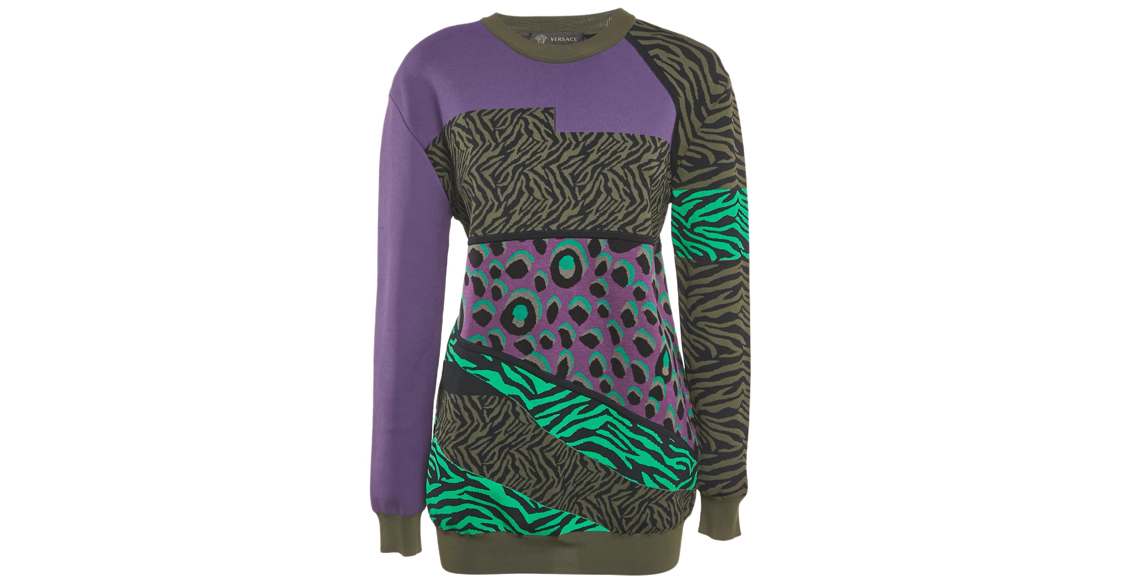 Pre-Owned Versace Women's Multicolor Animal Print Jersey Sweatshirt