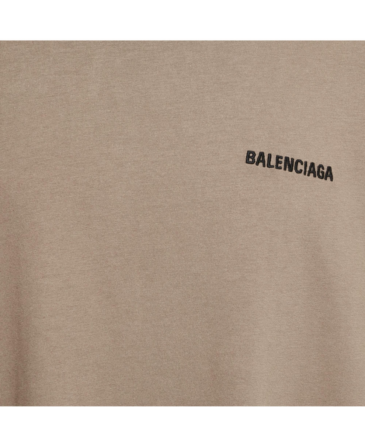 Pre-Owned Balenciaga Men's Unisex Tan Brown Logo Embroidered Cotton T-Shirt