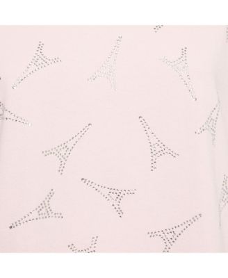 Women's Pink Eiffel Tower Crystal Jersey T-Shirt