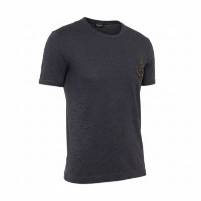 Men's Grey Cotton Crown & Bee Patch T Shirt