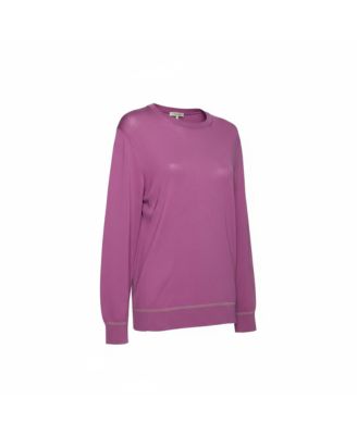 Women's Purple Knit Greca Detailed Long Sleeve Sweater