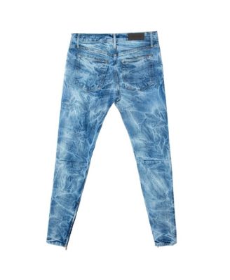 Men's Indigo Acid Washed Denim Slim Fit Selvedge Jeans