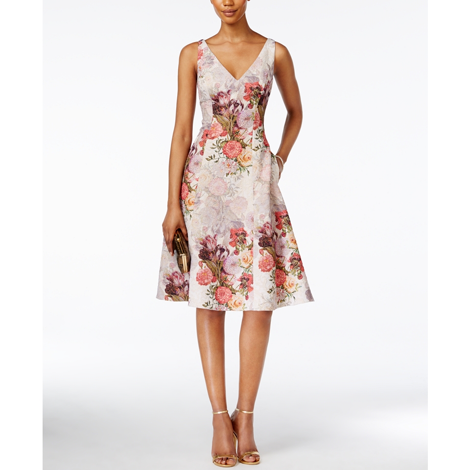 Adrianna Papell Floral Print Fit & Flare Dress   Dresses   Women