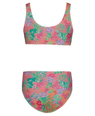 Girls' 7-16 Floral Printed Swim Top and Bottom, 2-Piece Set