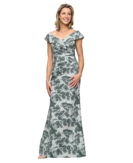 Petite Off-The-Shoulder Long Dress - Sage