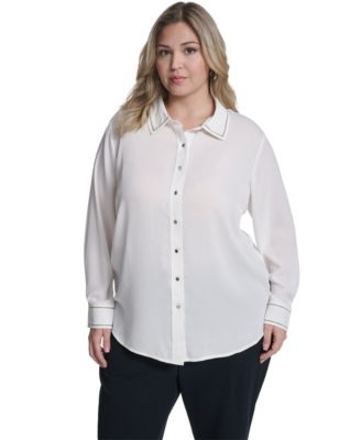 Calvin Klein - Plus Size Long-Sleeve Button-Down Top