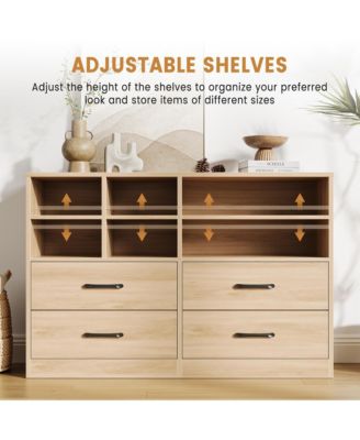 4-Drawer Bedroom Dresser with 6 Storage Cubbies and Adjustable Shelves