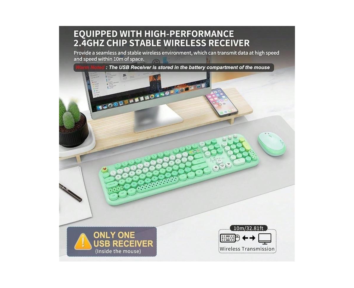 Risokeys Colorful Round Keycap 2.4G Wireless Keyboard & Mouse Combo