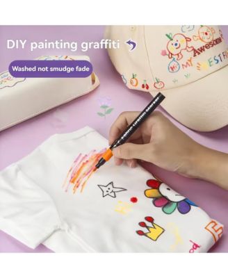 6 Colors Fabric Markers Pen, Textile Painting Tools for T Shirt, Shoes, Clothes and DIY Art Graffiti