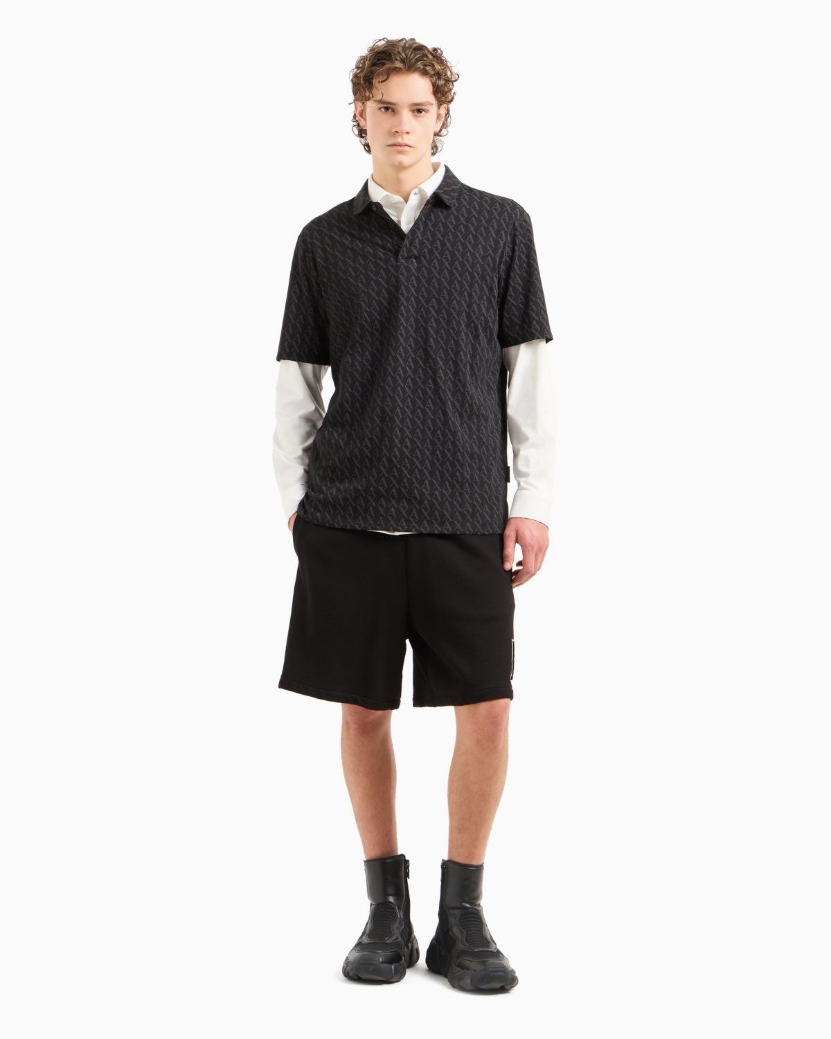 A|X Armani Exchange Men's Short Sleeve Logo Print Polo Shirt