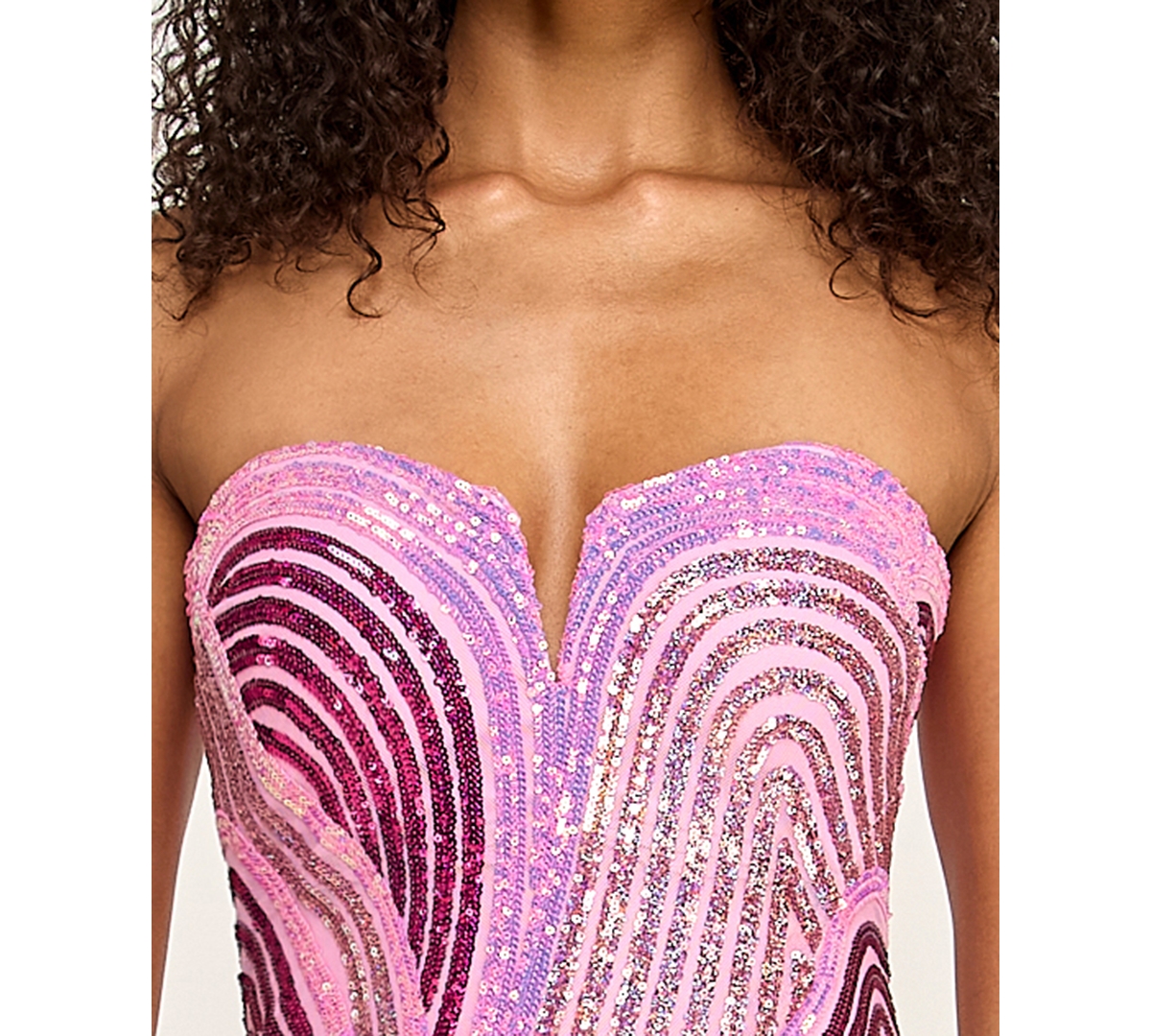 Say Yes Juniors' Swirl Strapless Sequined Dress