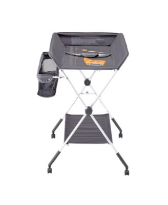 Foldable Baby Changing Table with Wheels and Side Basket