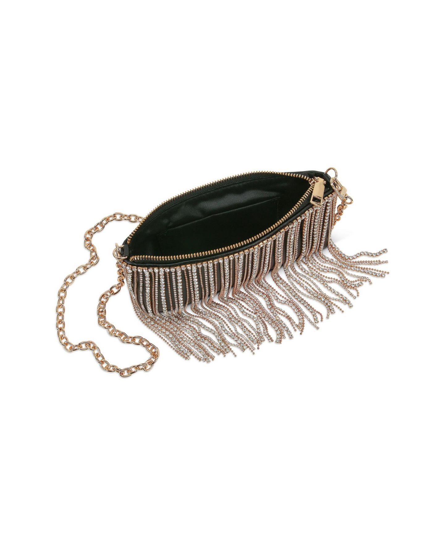 Женская сумка Jewel Badgley Mischka Piper Crystal Fringed Leather Zip Top Crossbody, цвет: Чёрный — фото 2