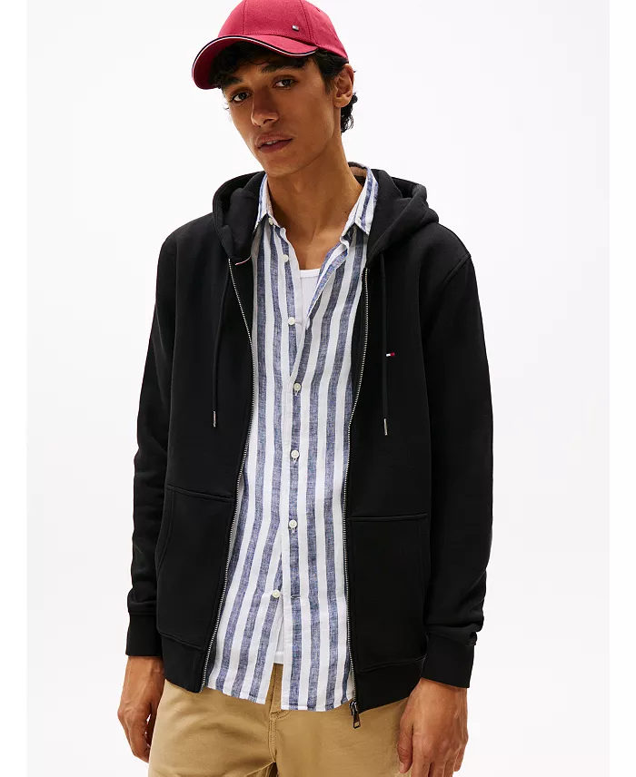 Men's Long Sleeve Zip-Front Flag Logo Hoodie