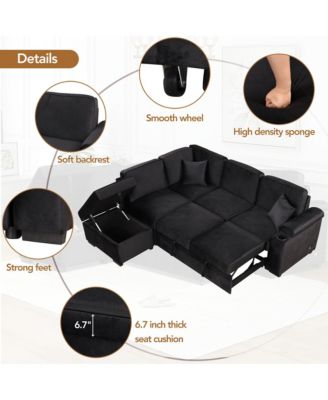 84.75" Sleeper Sofa Bed,2 in 1 Pull Out sofa bed L Shape Couch with Storage Ottoman for Living Room,Bedroom Couch and Small Apartment